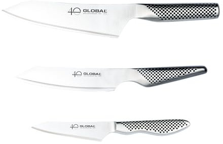 Global Knives 3 Piece Knife Set, 40th Anniversary Limited Edition, Premium Japanese Steel Blades