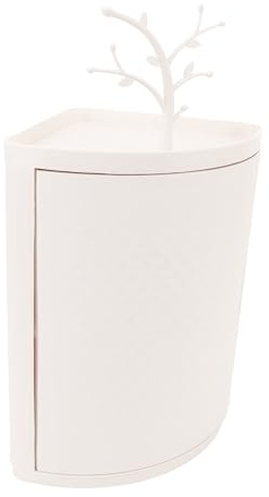 Fockety Eckregal, 360 Grad drehbar, staubdicht, Eckschrank für Badezimmer und Küche, Stabiler PP-Kunststoff, minimalistischer Stil, platzsparend, Kosmetikregal für Schlafzimmer