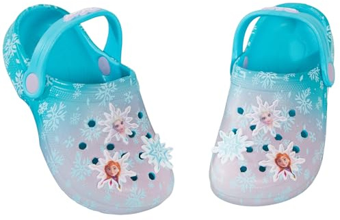 Disney Frozen Clogs Sandalen mit Charms-Abzeichen Kinder ELSA Anna Slider Sommer-Strandschuhe mit Knöchelriemen