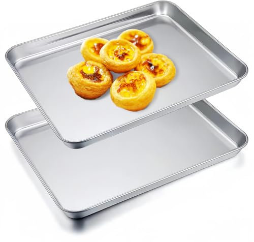 Teglia Forno Rettangolare 23.5x17.5x2.5 cm, Teglia da Forno in Acciaio Inox, Teglia Antiaderente per Forno, Teglia da Forno Rettangolare, Lavabile in Lavastoviglie, per Cuocere e Servire