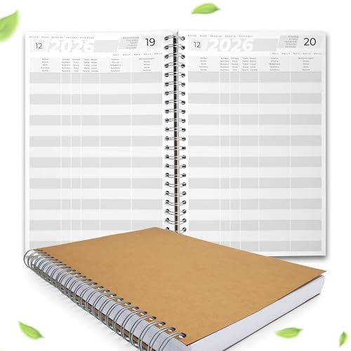 KOCHDIALOG Livre de réservation 2026, format A4, pour restaurants, pensions et appartements, planification des chambres et calendrier des réservations
