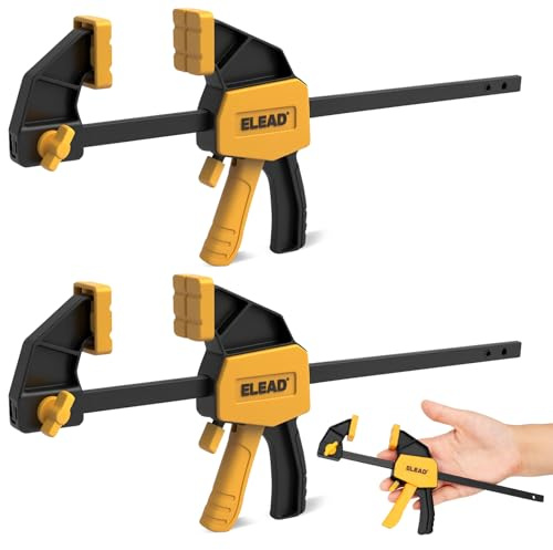 6 Mini Bar Clamps for Woodworking, 2-Piece One-Handed F Clamp/Spreader, 75LBS Load Limit Wood Clamp, Quick Release Grip Clamps for Table Wood Working, Light-Duty Tools