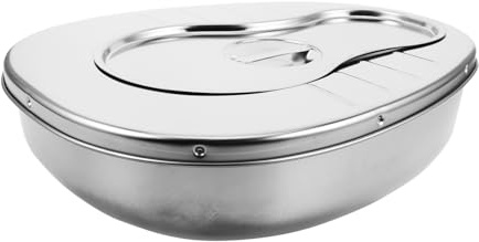 SAFIGLE Bettpfanne aus Edelstahl mit Deckel Tragbares Bett-wc für Ältere Frauen und Männer Robuste Bettpfanne für Bettlägerige Patienten und Zuhause
