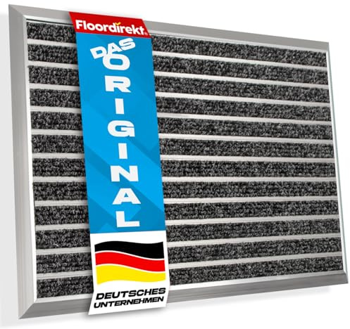 Floordirekt Fussabtreter Aussenbereich - Verschiedene Modelle für innen & außen - rostfrei & wetterfest - Haustür Fußabtreter - (Optimum Mat mit Textilfaser-Rips & Bürsten 39 x 60 cm)