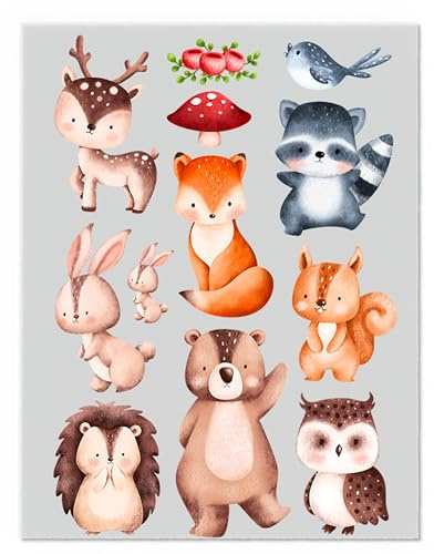 Tiere Bügelbilder-Set – Verschiedene Motive und Größen auf A4-Bogen – Zum Selbstgestalten von Textilien für Kinder & Erwachsene D55