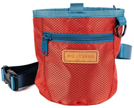Wilderdog Dog Training Treat Pouch with Magnetic and Zipper Closure, Carabiner Attached, Adjustable Waist Strap - Cinnabar