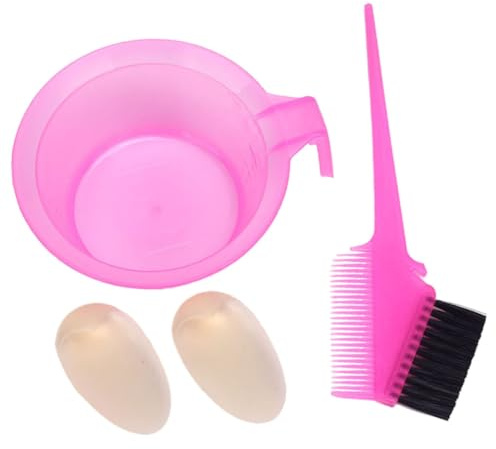 Beaupretty 2 Sets Hair Coloring Comb and Hair Dye Bowl Professional Double-sided Tool Salon for DIY (pink