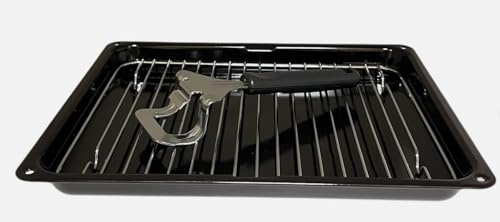 Genuine Replacement Grill Pan Set Tray Handle & Grid Compatible with Bush AG56SBX AG56SWX AG56TBX AG56TWX BBISGLPYROSS BGC60TBX BGC60TWX Ovens