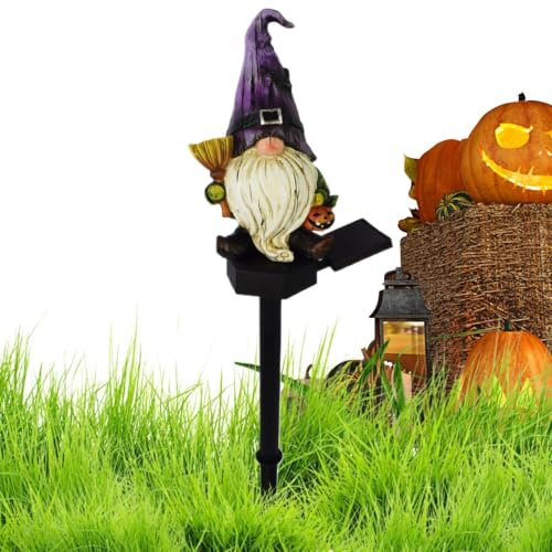 Solcellsdrivna trädgårdstomtar utomhus Halloween Hartsfigur och | Trädgårdstomte Skulptur Med Trädgårdspinnar För Utomhus Gräsmatta Gångväg Bakgård Gångstråk