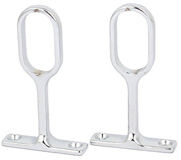 uxcell Wardrobe Cupboard Clothes Hanging Oval Pipe Rail Supports Bracket Silver Tone 2pcs