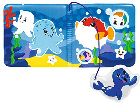 Simba 104010065 - ABC Magisches Badebuch, Bilder mit Farbwechsel, Seehundanhänger mit Quietscher, 8 Seiten, 13x13cm, ab 3 Monate