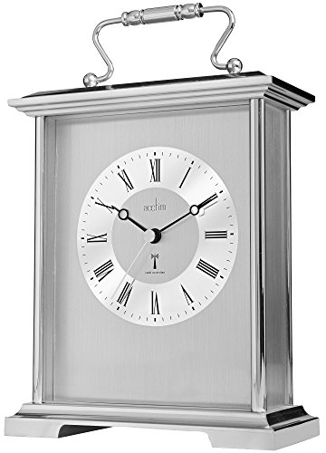 Acctim Althorp Mantel Clock Radio Controlled Quartz Polished Metal Carriage Clock Silver