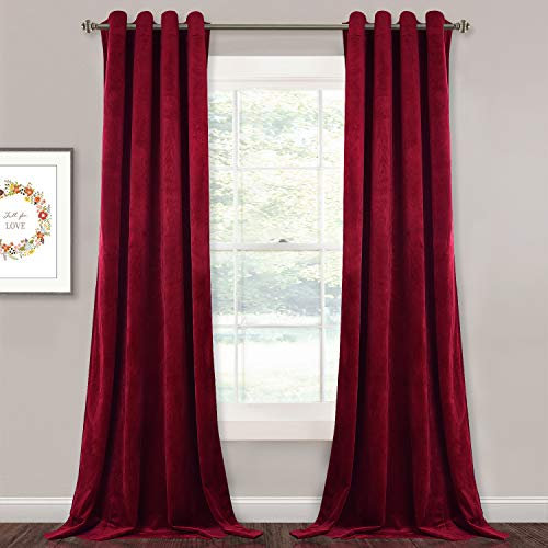 StangH 108-inch Long Velvet Curtains - Luxurious Velvet Fabric Room Darkening Draperies Decorative Large Backdrops for Home Theater/Sliding Glass Door, Red, W52 x L108 inches, 2 Panels
