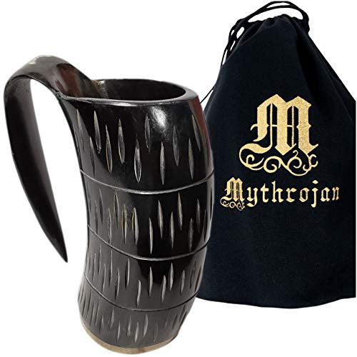 Mythrojan Viking Drinking Tankard 800 ML Medieval Beer, Wine & Mead Mug – Handcrafted Polished