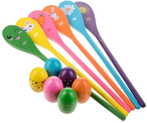 Mr. Pen- Egg Spoon Race Game Sets, 6 Sets, Wooden Balance Relay Games for Kids, Carnival, Birthday Party Games, Outdoor Easter Spring Group Game Field Day, Party Favors
