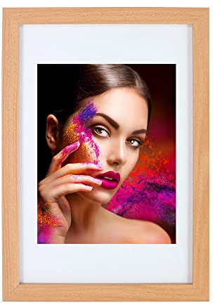 IDEAL TREND Holz Bilderrahmen Lifestyle Plexi Foto Rahmen Collage Wanddeko Poster HR-25: Farbe: Buche | Format: 30x40