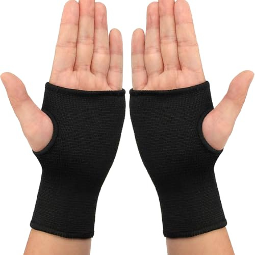 JUSDIQIR Palm Brace Wrist Support Sleeves (1 Pair), Everyday Use Wrist Brace, Compression Carpal Tunnel for Wrist Pain Relief, Fitness Gloves, Sports Glove, Wrist Brace for Men and Women (M, Black)