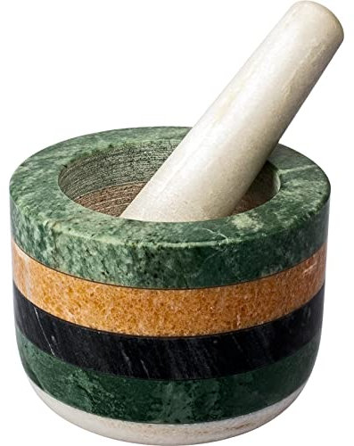 AlcoFermBrew Mortier et pilon en granit - décoratif | mortier en pierre | mortier de cuisine | mortier avec un rammer