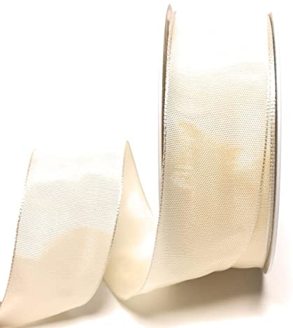 s.dekoda Schleifenband 25m x 40mm Creme - Beige Drahtband Geschenkband Dekoband [2120]