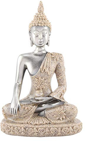 Tomotato Meditierende Buddha Statue Mini, 11cm Handgeschnitzte Skulptur Meditation Figur, Harz Sandstein Zen Dekor für Wohnzimmer Büro Yoga Zimmer Home Desktop Dekoration(#1)