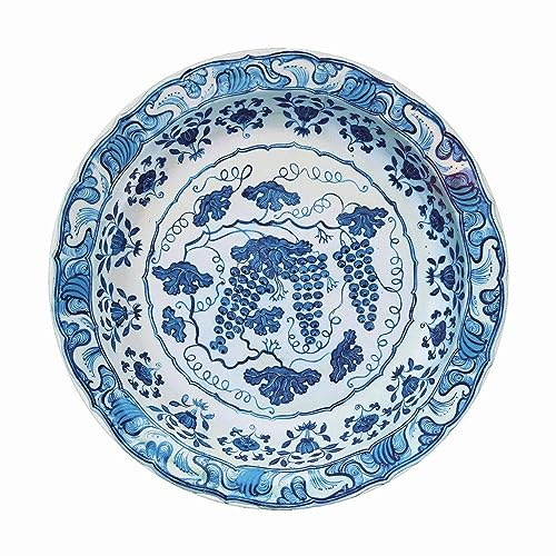 Elite Gift Boxes Ashomlean - Blue Grapes Tin Plate Painted Tin Enamel Plate - Picnic or Camping