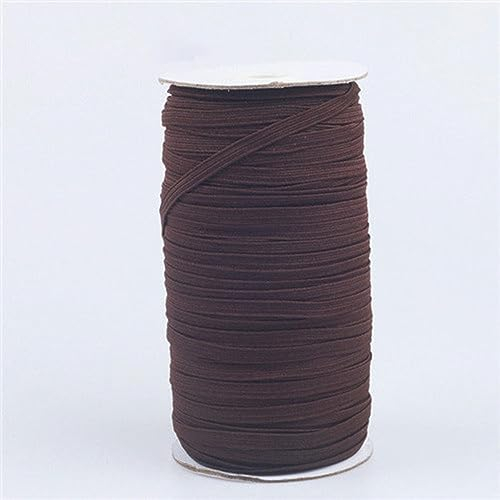 6mm Brillo Colorido Bandas elásticas Cuerda elástica Spandex Cinta de goma Costura DIY Cinturón Banda Accesorio de ropa 100/144y-22 café100 yardas, ancho 6 mm