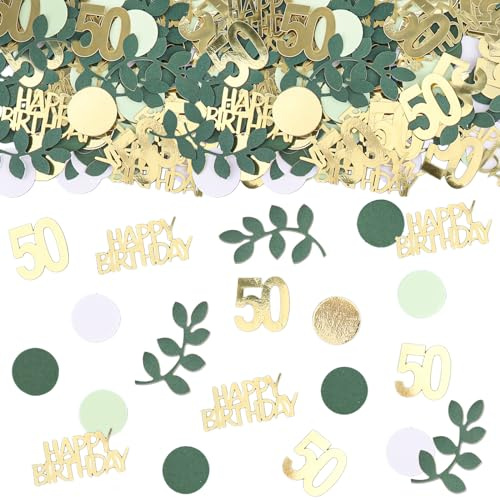 GoldRock Konfetti 50 Geburtstag Deko,200× Tischdeko 50 Geburtstag Mann Frau | Groß 50er Streudeko Geburtstage Grün Gold,50. Geburtstage Deko Confetti,Deko 50 Geburtstags Frauen Männer,50 Jahre Dekoration