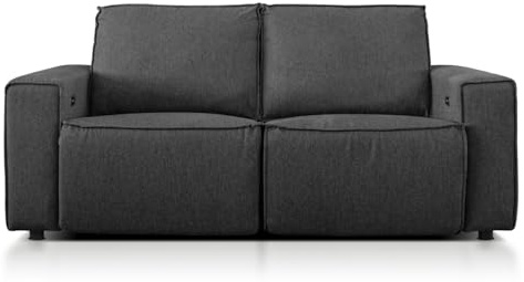 EVERGREENWEB - Divano Relax Elettrico 2 posti Separati Reclinabile con Pulsanti, Divano Letto Matrimoniale tipo Doppia Poltrona Motorizzata con Sedute Indipendenti Tessuto Imbottito Color Antarcite