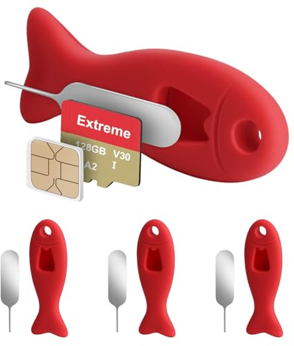 Confezione da 4 strumenti per la rimozione della scheda SIM con memoria per scheda SIM integrata, contiene perni di espulsione, apri-ago, compatibile con iPhone, Samsung e altri telefoni cellulari