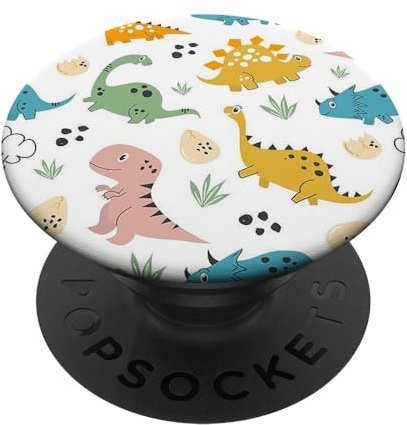 Fire Fit Designs Niedliche PopSocket-Dinosaurier-PopSockets für Frauen und Kinder, PopSockets Klebender PopGrip für Smartphones mit glatter, harter Plastikhülle, Schwarz, Mehrfarbig