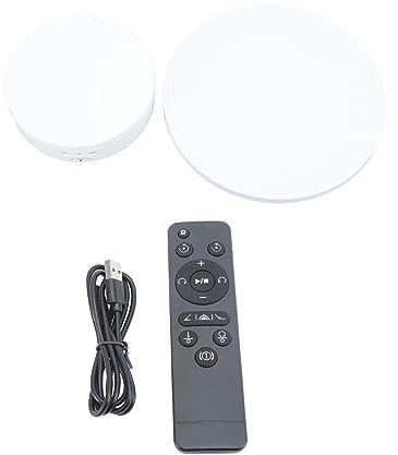 Elektrischer Rotierender Drehteller, 2-in-1-Smart-Fernbedienung, Schmuck-Display-Tablett, Live-Streaming, Ornamente-Display-Ständer Für Uhren, Kosmetika, 5 V(Weiß)