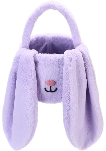 Sea Team Petit panier à provisions en peluche avec oreilles de lapin pour enfants, décoration de Pâques, fête, vacances, lavande, ST-RB-BUNNY005-LAVENDER