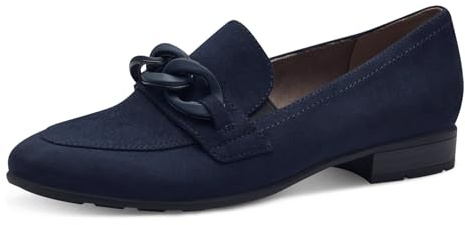 Jana Damen Loafer ohne Absatz Vegan Blockabsatz, Blau (Dunkelblau), 39 EU