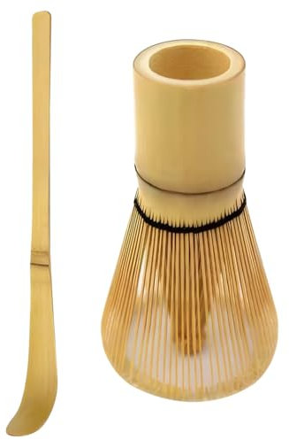 Fouet à Matcha et Cuillère à Matcha, Ensemble de Fouet à Matcha Le Fouet à Matcha en Bambou Naturel Transforme Facilement la Poudre Verte Bio en Thé Matcha Mélangeur à Matcha et Cuillère Ensemble à Th