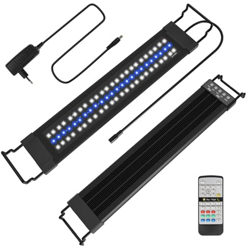 Izrielar Aquarium LED Beleuchtung, 18W Aquarienbeleuchtung, 5 DIY-Modi, 24/7 Modus Aquarium Lampe, 10-stufiges Dimmen, für 55-80cm Aquarien und Pflanzenwuchs, Mehrere Wettermodus