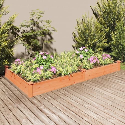 Chaduof Hochbeet mit Einsatz Braun 240x120x25 cm Massivholz Tanne, Palettenrahmen, Hochteich, Gemüsebeet, Kräuterregal Balkon, Blumenbeet, Kräuterspirale, Tomatenbeet, Pflanzhochbeet
