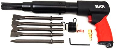 SLAIR 2 in 1 Pistol Air Pneumatic Needle Scaler Hammer Chisel 4000BPM 19 Needles 5 Chisels Remove Paint Rust Welding xx588