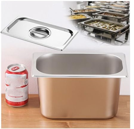 NJDQFA Mahlzeit Zutatenbehälters,Edelstahl Gastro Behälter GN Spülmaschinenfest,Stapelbar Tief Gastronormbehälter,1/4（26.5 * 16.5）,20cm1.2side