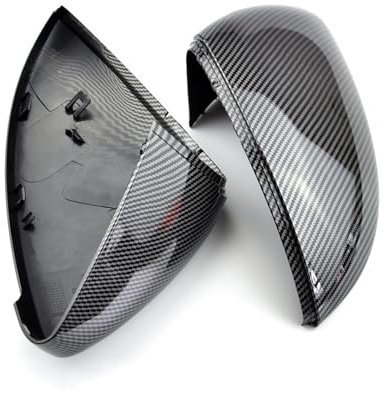 Auto Spiegelkappen Für Vw Für Golf 7 R Für MK7 7,5 Für GTI 2013-20 Für Touran L 2016-19 Carbon Faser Muster Shell Rück Seite Spiegel Abdeckung Kappen Rückspiegel Abdeckung(Carbon Black)