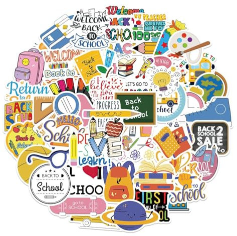 50pcs Stickers for Students Kids, Waterproof Teacher Decals School Supplies Classroom Decorations, Science Scrapbook Sticker Packs for Laptop Water Bottles, Books