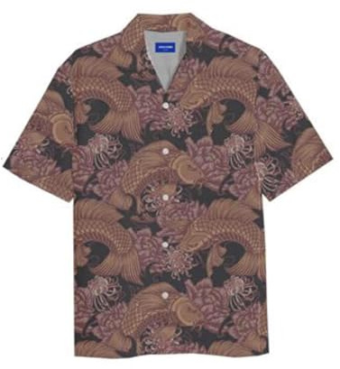 JACK & JONES Shirt Jorjose Resort-Maglietta SS SMU, Rosso-Ruby Wine, L Uomo