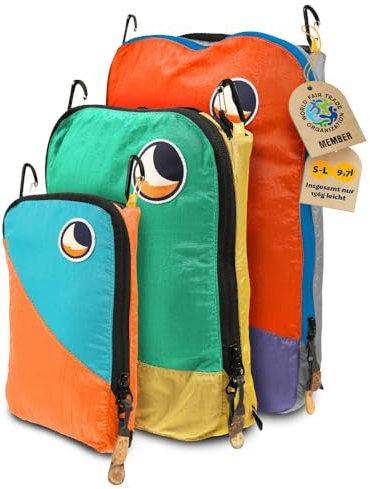 Ticket to the Moon Travel Cube Set - Unique x 3 | Outdoor Packing Cube in 3 Größen mit 4 Karabinern - Packtasche/Koffer Organizer für Camping und Reisen aus Fallschirm Nylon | Original seit 1996