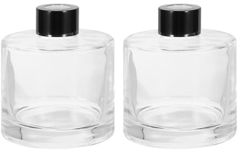 QUARKZMAN 2pz 200ml/6,8oz Bottiglia Diffusore Vuota in Vetro Trasparente | 3,6 x 3,1, Accessori Fragranze Ricaricabili, Contenitore Barattoli Aromaterapia, per Diffusore Giunco Ricambio