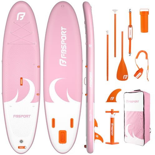 FBSPORT Stand up Paddling Board Surfbrett Surfboard SUP aufblasbar mit Pumpe 335x84x15 cm Tragetasche SUP Zubehör mit rutschfestem Deck, Leine, Paddel, passend für Jugendliche Erwachsene