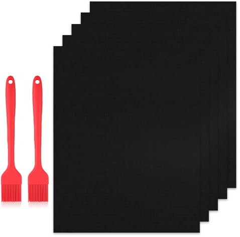 BNGXR 5 Pezzi BBQ Griglia Tappetini, Tappetino Barbecue Resistente al Calore Antiaderente, Riutilizzabili Tappeto, Senza-PFOA, Facile da Pulire, per Griglia a Gas Carbone Forno Elettrica (50x40)