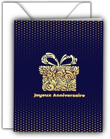 Edition Colibri Carte de vœux d'anniversaire avec enveloppe, carte Happy Birthday, carte d'anniversaire pour homme et femme, A6, bleu, or, cadeau