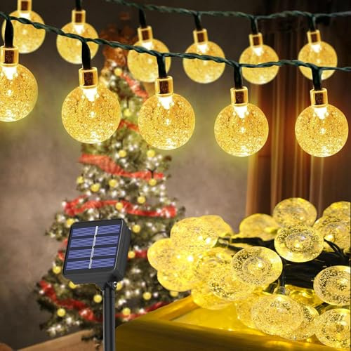 Probuk Solar Lichterkette Außen 7m 50 LED Kugeln, IP65 Wasserdicht, 8 Modi, Solarbetrieben, Lichterkette Solar Außen für Garten, Balkon, Terrasse, Party, Hochzeit, Weihnachten Deko，Warmweiß