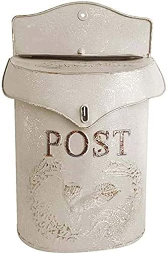 CQIKRWGWS Boîte aux Lettres Murale de Style américain Classique, Grande Taille, Coffre-Fort extérieur Vintage, boîte aux Lettres verrouillable en Acier galvanisé, Porte-Lettres - Blanc