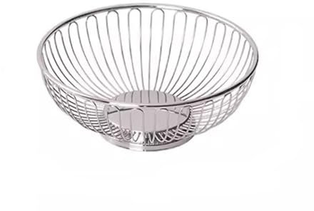 SOBOLON Plateau de service simple nordique creux pour salon, table basse, panier de rangement en acier inoxydable, panier à fruits, plateau à fromage (petit rond)