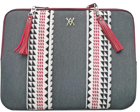 WONDEE VamVam Funda para Chromebook y Portátil 11.6-12 Pulgadas de Tela Bordada Estilo Étnico y Original Tirador Llavero - Maletín/Funda Ordenador Portátil para Chromebook de 11,6 y 12